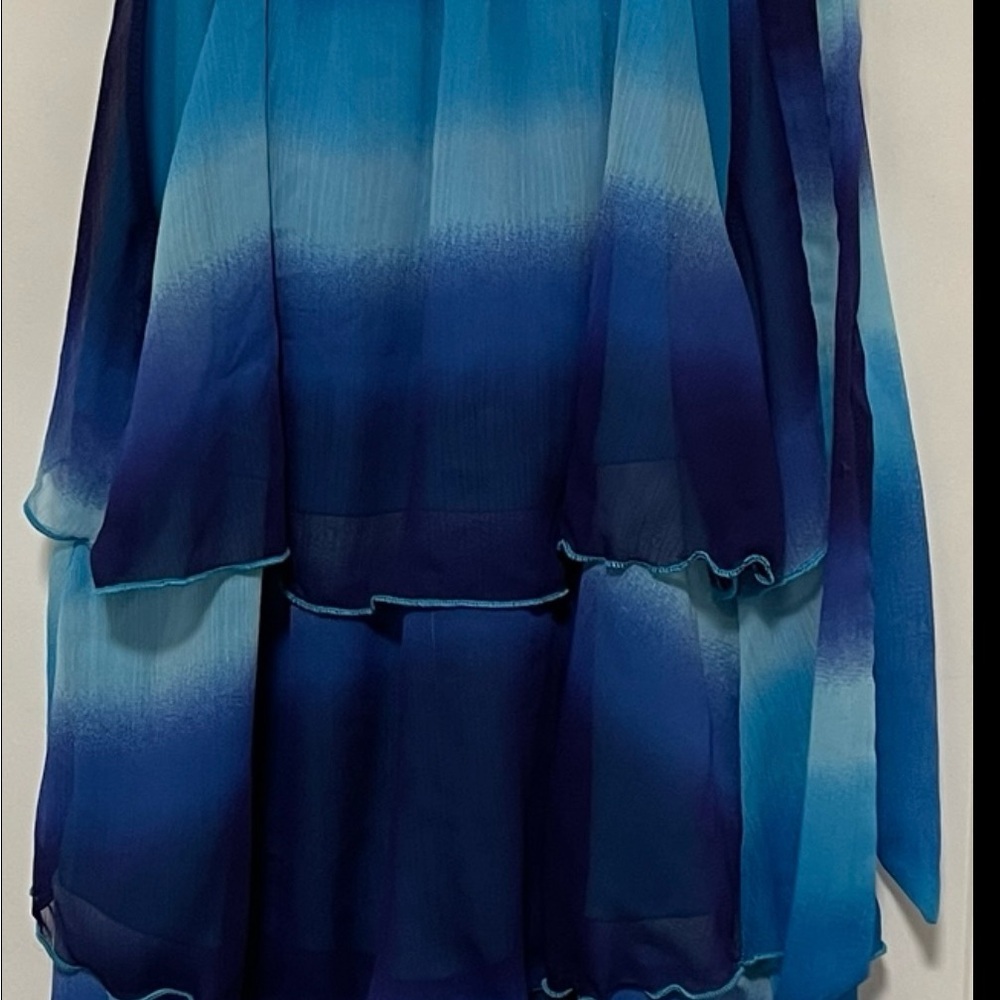 Lane Bryant Blue Ombré Tiered Chiffon Blouse Sleeveless Swing Top Size 16 - Picture 8 of 14